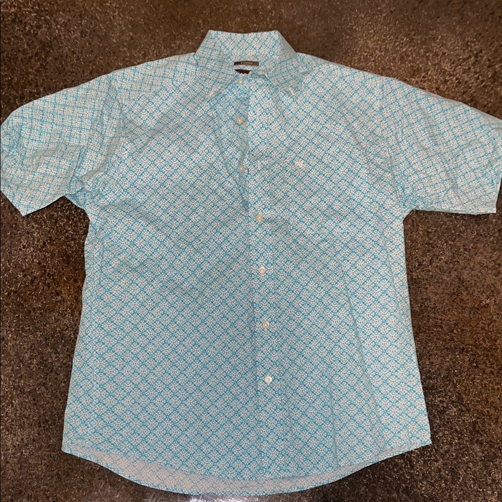 Ariat Men's Blue Patterned Short Sleeve Shirt